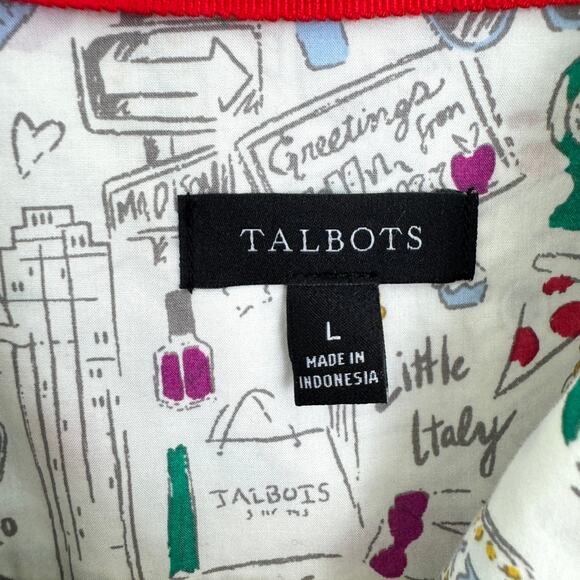 Talbots Womens Button Front Shirt Top Size L New York City 100% Cotton White - Picture 2 of 8